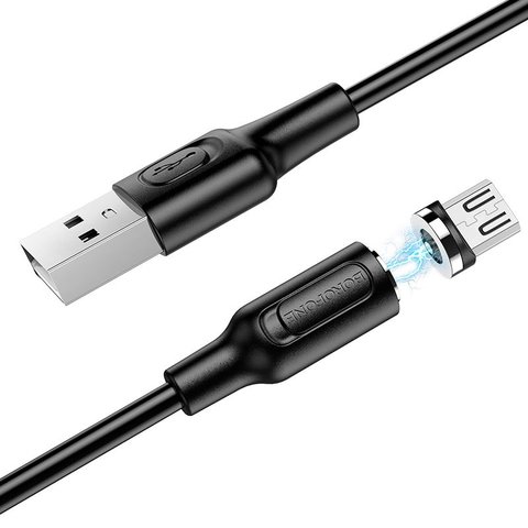 USB кабель Borofone BX41, USB тип-A, micro-USB тип-B, 100 см, 3 A, черный, магнитный, #6931474738455 Превью 1