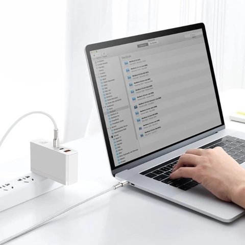 USB Cable Baseus Cafule Series Metal, (2xUSB type-C, 200 cm, 100 W, white, nylon braided) #CATJK-D02 Preview 2