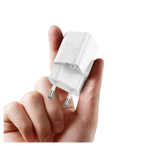 Adaptador de red Baseus GaN3, 30 W, Quick Charge, blanco, 1 puerto, #CCGN010102 Vista previa  1