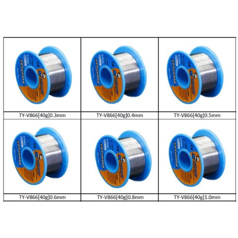 Припій Mechanic TY-V866, Sn 63% , Pb 37%, флюс 1-3%, 0,3 мм, 40 г Прев'ю 1