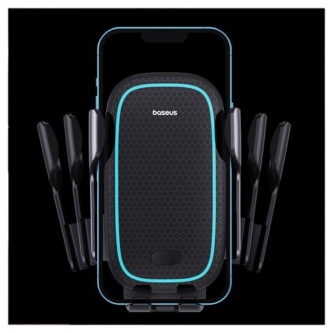 Автомобільний тримач Baseus Milky Way Pro, чорний, на дефлектор, автоматичний затискний механізм, з безпровідною зарядкою, з USB кабелем тип-C, 15 Вт, #C40357000111-00 Прев'ю 3