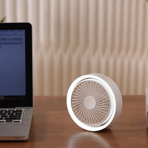 Вентилятор N601, белый, с лампой, с держателем, с аккумулятором, настольный, USB тип-C Превью 1
