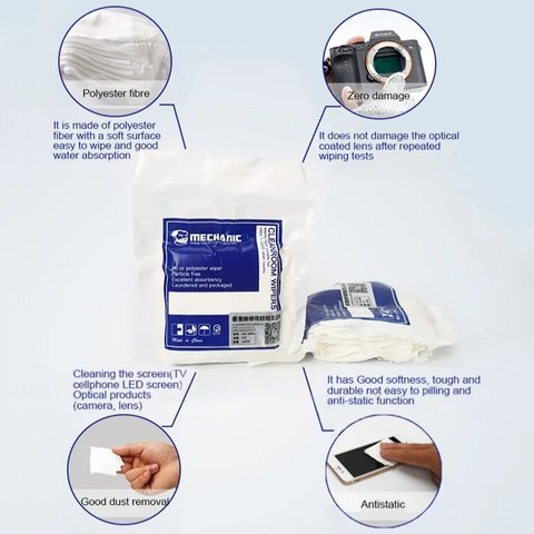 Салфетка из микрофибры Mechanic HK4090, для устранения пыли и отпечатков, 100 шт., 140x140 мм Превью 3
