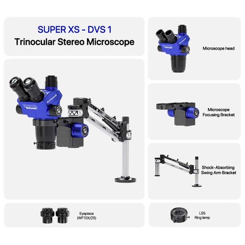 Мікроскоп Mechanic Super XS-DVS-1, тринокулярний, 6,7X-45X Прев'ю 1